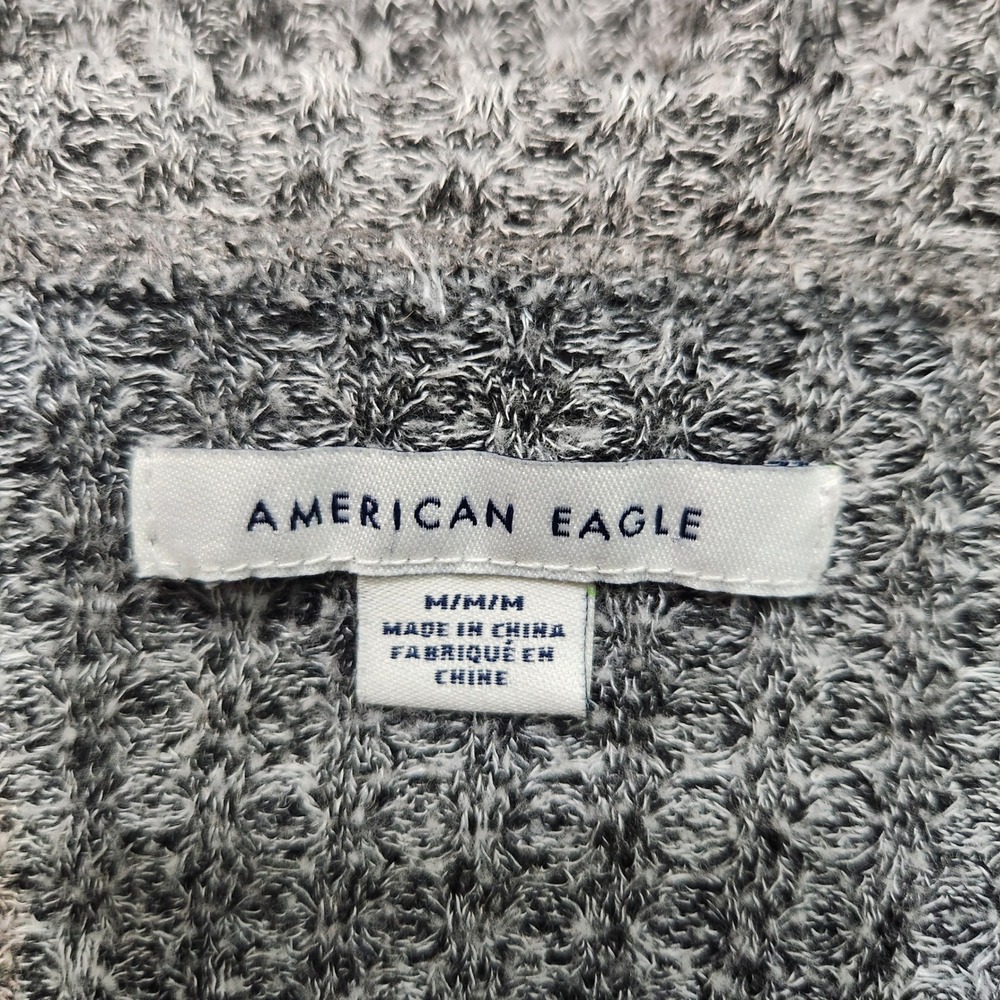 American Eagle Grey Marl V-Neck Soft Knit Pocket Sweater Top Size Med Boxy Y2K - Picture 6 of 9